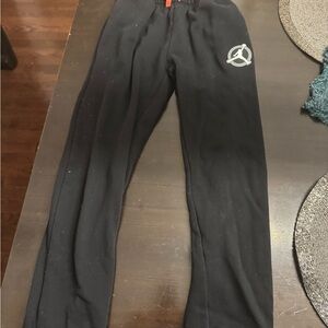 Jordan Black Athletic Pants with Red Logo